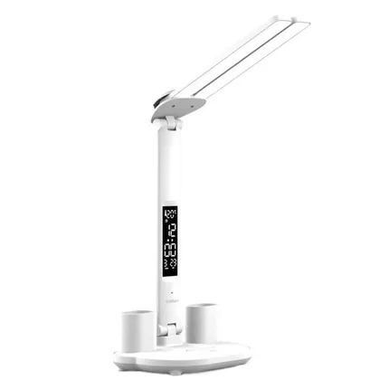 Lampa de birou Charging version 1, Reglare intensitate lumina rece/calda, USB, Timp, Temperatura, Data, Alb