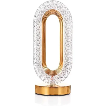 Lampa Diamond Crystal LED Smartix Touch control, 3 temperaturi de culori, P, Reincarcabila prin USB, Auriu